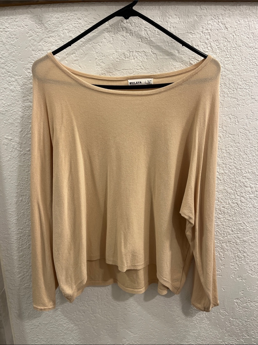Cream Boatneck Long-Sleeve Top